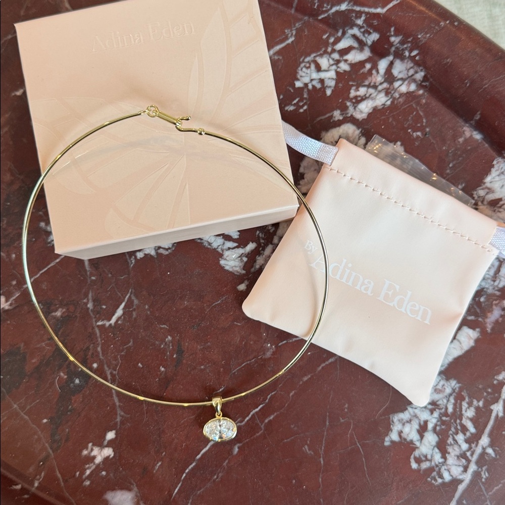 Adina Eden Gold Necklace with Crystal Pendant